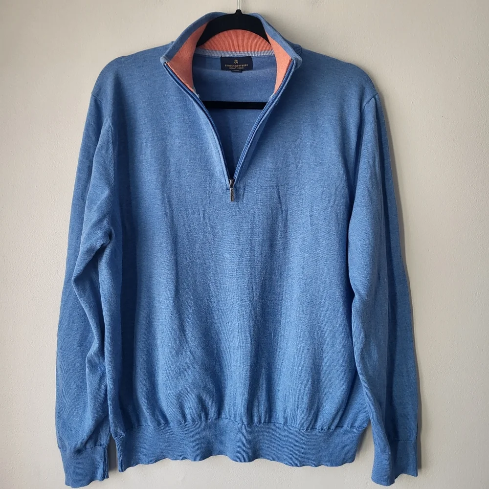 Brooks Brothers Light Blue Zip-Up Sweater - Picture 5 of 7